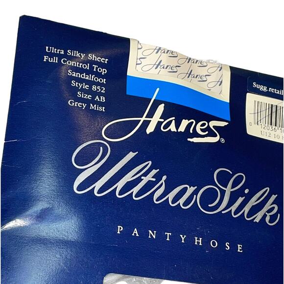 Hanes Ultra Silk Gray Mist Control Top Pantyhose Sandalfoot AB Hosiery Stockings - Picture 3 of 8
